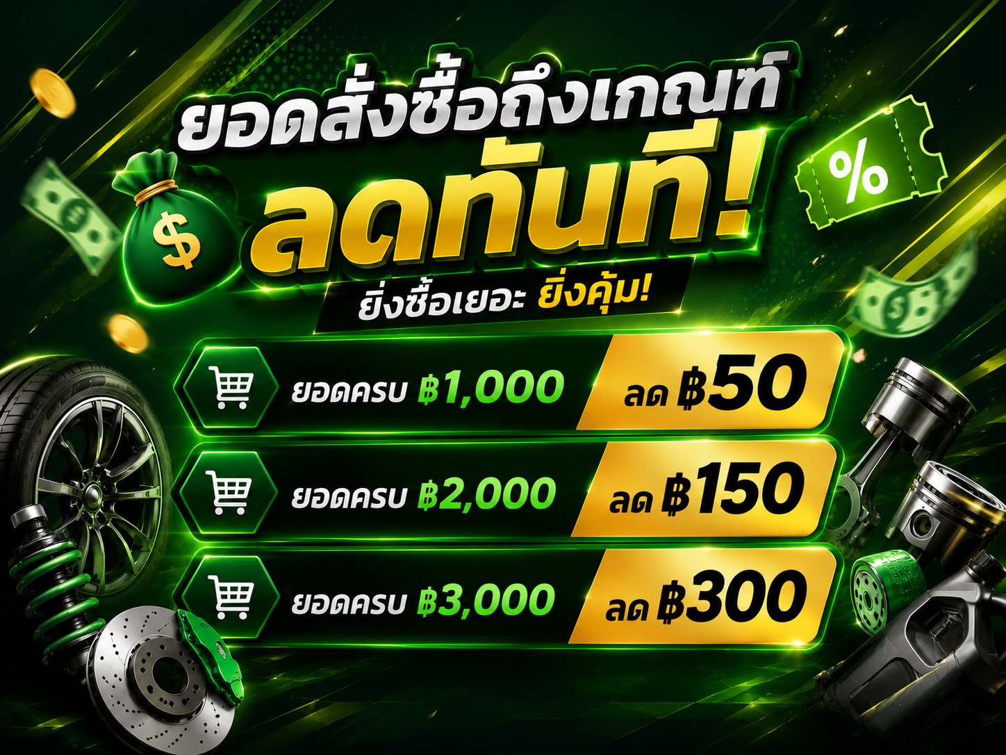 ยอดสั่งซื้อถึงเกณฑ์ ลดทันที